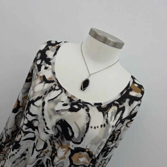Womens Milano XL Abstract Print Tunic Top With Lace-Up Back Detail & Flared Hem - Picture 9 of 14
